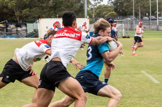 Waratahs fullback Max Jorgensen in a training game against the Dragons. Photo: Edwina Pickles