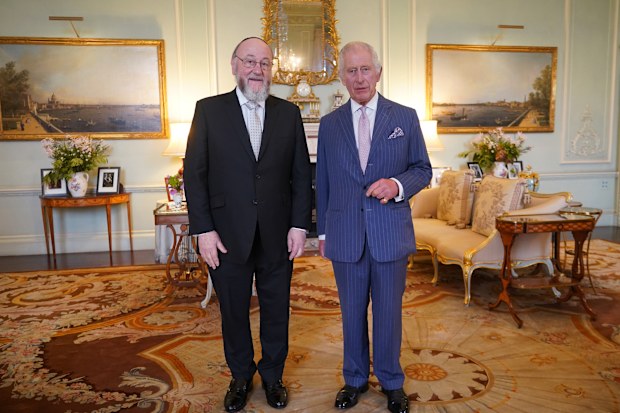 King Charles III receives Chief Rabbi Sir Ephraim Mirvis 