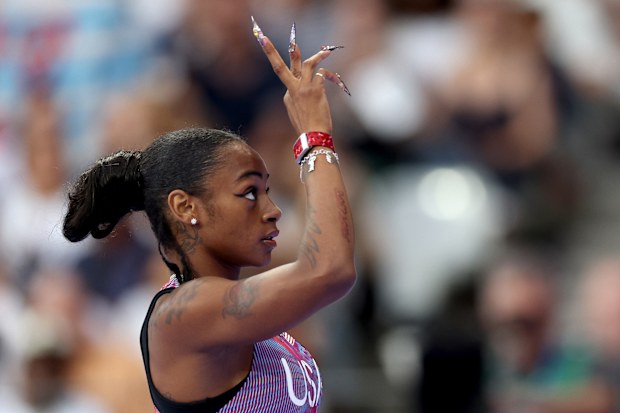 Sha'Carri Richardson of the United States pictured at Paris 2024.
