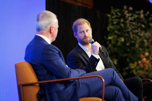 Prince Harry, the Duke of Sussex, and Dr Brendan Nelson at the InterEdge Summit on Thursday, April 16, 2026 in Melbourne.