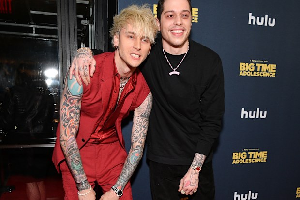 Colson Baker AKA Machine Gun Kelly and Pete Davidson attend the premiere of "Big Time Adolescence" at Metrograph on March 05, 2020 in New York City. 