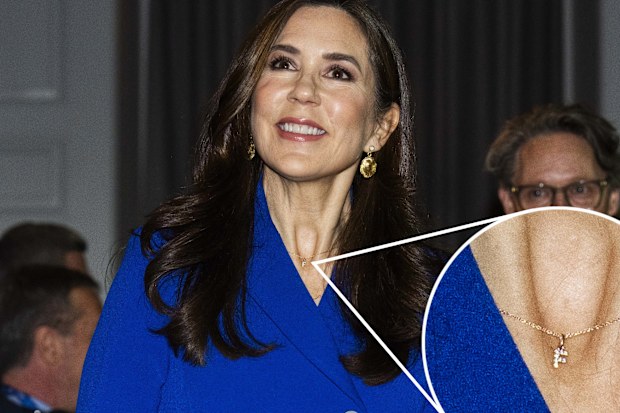 Queen Mary Of Denmark wore a small necklace with her husband's initial on it.