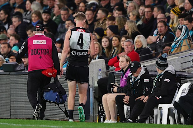 Todd Marshall was helped off after a heavy hit in the finals, 2024.