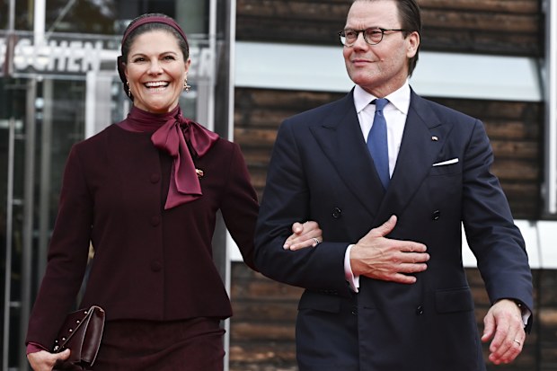 21 October 2024, Berlin: Crown Princess Victoria and Prince Daniel of Sweden attend a celebration to mark the 25th anniversary of the Nordic Embassies. Photo: Jens Kalaene/dpa (Photo by Jens Kalaene/picture alliance via Getty Images)
