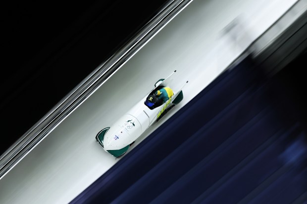 Sarah Blizzard and Desi Johnson of Team Australia compete during Heat 2 of the 2-Woman Bobsleigh on day fourteen of the Milano Cortina 2026 Winter Olympic games at Cortina Sliding Centre on February 20, 2026 in Cortina d'Ampezzo, Italy. (Photo by Julian Finney/Getty Images)