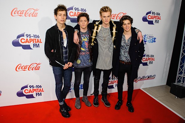 James McVey, Connor Ball, Tristan Evans and Bradley Simpson from the Vamps attends the Jingle Bell Ball at The O2 Arena on December 6, 2015 in London, England. 