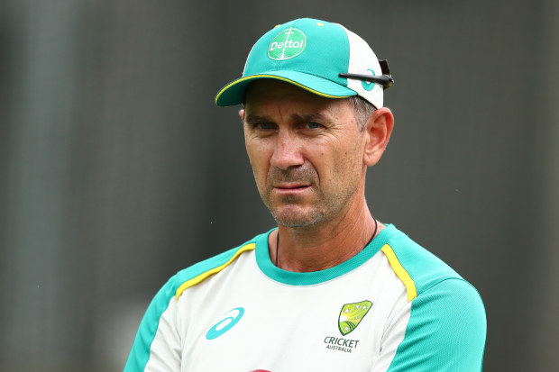 Justin Langer during an Australia Ashes squad practice session at The Gabba.