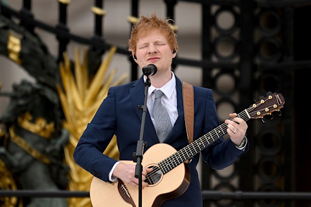 LONDON, ENGLAND - JUNE 05: Ed Sheeran performs during the Platinum Pageant on June 05, 2022 in London, England. The Platinum Jubilee of Elizabeth II is being celebrated from June 2 to June 5, 2022, in the UK and Commonwealth to mark the 70th anniversary of the accession of Queen Elizabeth II on 6 February 1952.  (Photo by Leon Neal - WPA Pool/Getty Images)