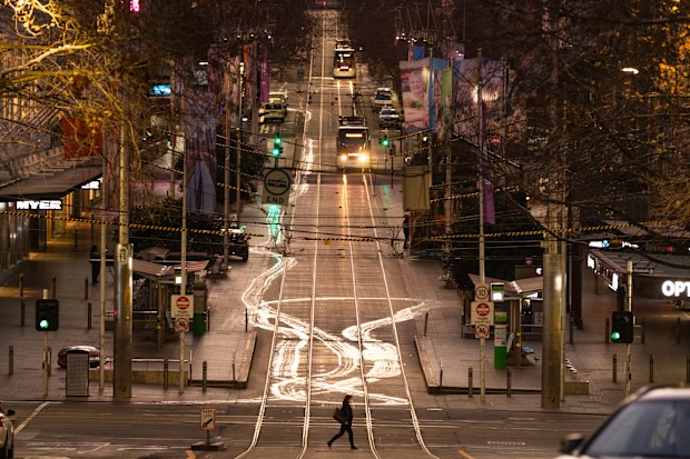 Bourke Street deserted due to Melbourne lockdown