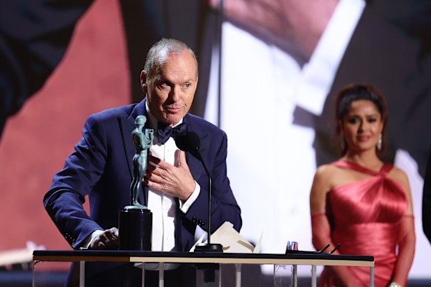 Michael Keaton attends the 28th Screen Actors Guild Awards at Barker Hangar on February 27, 2022 in Santa Monica, California.
