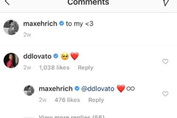 Demi Lovato, Max Ehrich, Instagram, comments