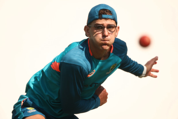 NAGPUR, INDIA - FEBRUARY 07: Todd Murphy of Australia bowls during a training session at Vidarbha Cricket Association Ground on February 07, 2023 in Nagpur, India. (Photo by Robert Cianflone/Getty Images)