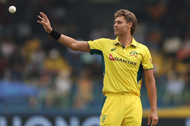 Spencer Johnson took 2-44 in Australia's first ODI against Sri Lanka.