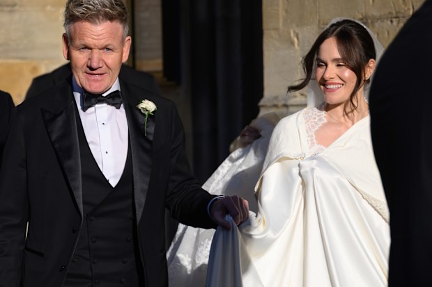 Guests arrive for the Wedding of Holly Ramsay and Adam Peaty at Bath Abbey on 27th December 2025 in Bath, Somerset, UK.