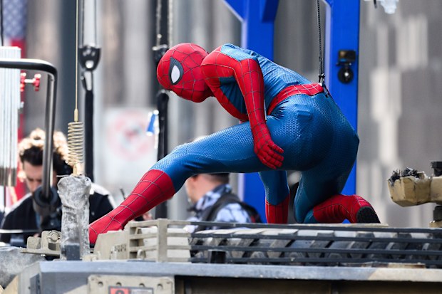 GLASGOW, UNITED KINGDOM - AUGUST 3: (UK OUT) Tom Holland is seen on the set of 'Spider-Man: Brand New Day' on August 3, 2025 in Glasgow, Scotland. (Photo by MEGA/GC Images)