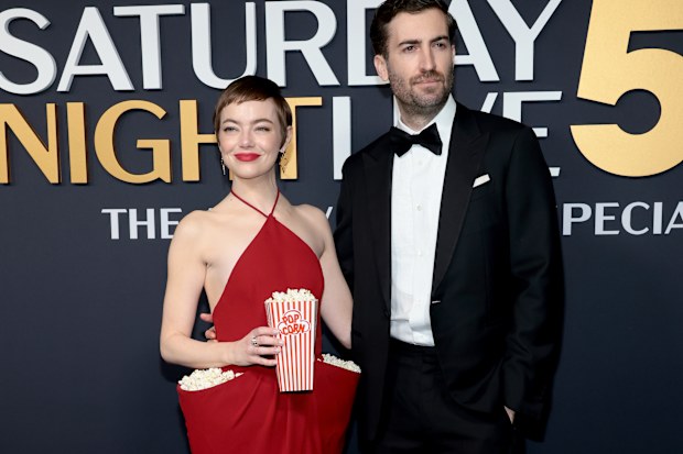 NEW YORK, NEW YORK - FEBRUARY 16: (L-R) Emma Stone and Dave McCary attend SNL50: The Anniversary Special on February 16, 2025 in New York City. (Photo by Dimitrios Kambouris/Getty Images)