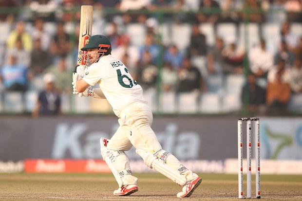 Travis Head of Australia bats during day two of the Second Test match in the series between India and Australia at Arun Jaitley Stadium on February 18, 2023 in Delhi, India. (Photo by Robert Cianflone/Getty Images)