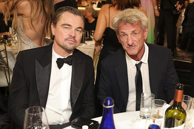 Leonardo DiCaprio and Sean Penn at the 83RD ANNUAL GOLDEN GLOBES®, airing live from the Beverly Hilton in Beverly Hills, California on Sunday, January 11, 2026 at 8 PM ET/5 PM PT, on CBS and streaming on Paramount+. Photo: Stewart Cook/CBS ©2026 CBS Broadcasting, Inc. All Rights Reserved.