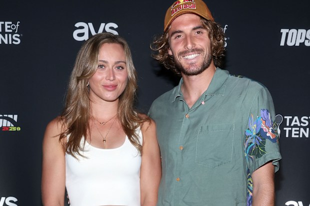 INDIAN WELLS, CALIFORNIA - MARCH 04: (L-R) Paula Badosa and Stefanos Tsitsipas attend Taste Of Tennis Indian Wells 2024 at Hyatt Indian Wells Resort & Spa on March 04, 2024 in Indian Wells, California. (Photo by Rich Polk/Getty Images for AYS Sports Marketing)