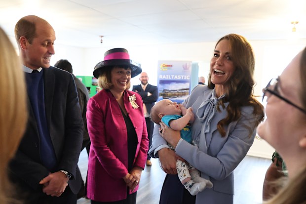 Prince William, Prince of Wales and Catherine, Princess of Wales with Vice Lord Lieutenant of County Antrim, Miranda Gordon, during a visit to Carrick Connect, a youth charity based in Carrickfergus which offers support services to local young people experiencing social or emotional difficulties, as part of a visit to Northern Ireland, on October 6, 2022 in Belfast, Northern Ireland 