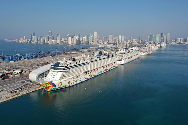 Cruise ships at Port Miami cruise terminal.