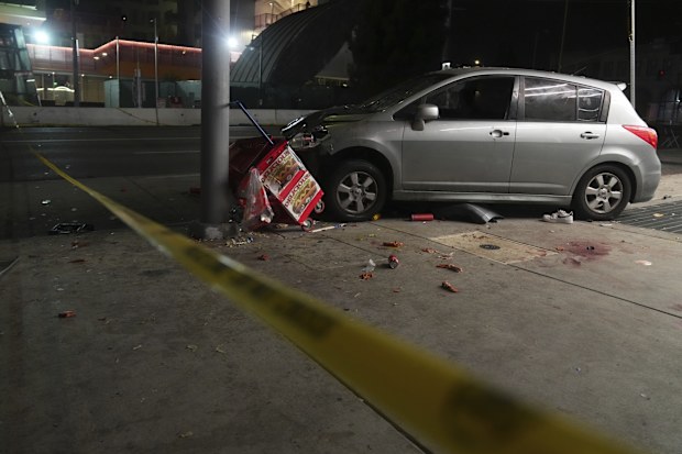 A driver rammed into a crowd of people waiting to enter a nightclub along a busy boulevard in Los Angeles