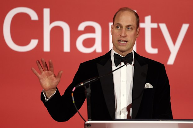 Britain's Prince William, Prince of Wales delivers a speech during the London Air Ambulance Charity Gala Dinner 