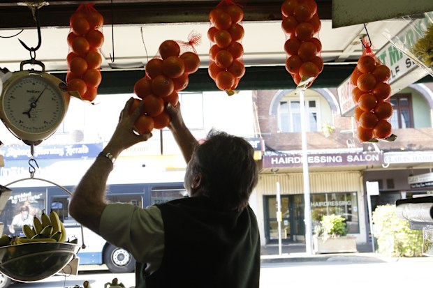 A fruit shop owner