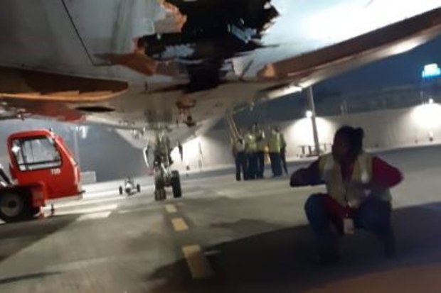 An Air India plane has smashed into wall as it continues flying.