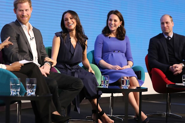 LONDON, ENGLAND - FEBRUARY 28:  Prince Harry, Meghan Markle, Catherine, Duchess of Cambridge and Prince William, Duke of Cambridge attend the first annual Royal Foundation Forum held at Aviva on February 28, 2018 in London, England. Under the theme 'Making a Difference Together', the event will showcase the programmes run or initiated by The Royal Foundation.  (Photo by Chris Jackson - WPA Pool/Getty Images)