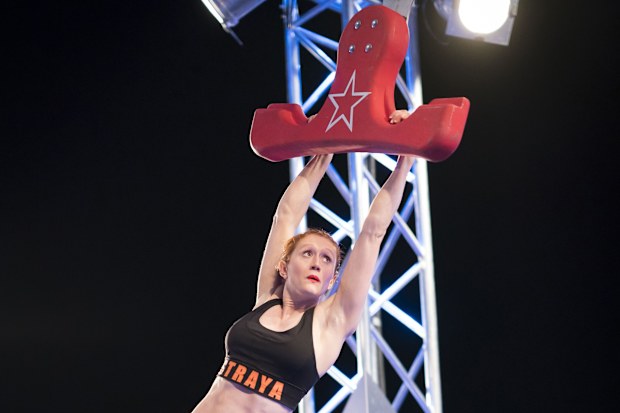 Olivia Vivian, who represented Australia in artistic gymnastics at the Beijing 2008 Olympics, pictured contesting Australian Ninja Warrior.