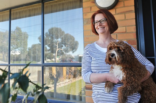 Former PM Julia Gillard with her dog Rueben.