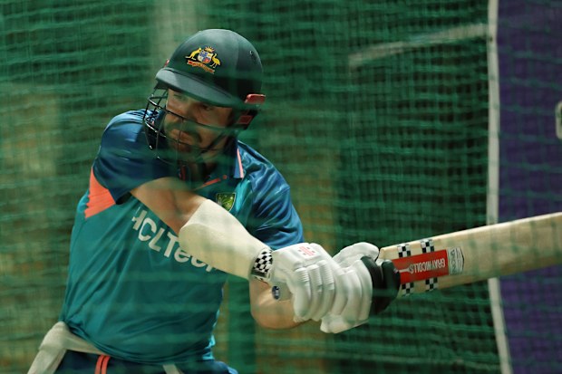 DELHI, INDIA - OCTOBER 23: Travis Head of Australia bats during an Australian training session at the ICC Men's Cricket World Cup India 2023 at the Arun Jaitley Stadium on October 23, 2023 in Delhi, India. (Photo by Robert Cianflone/Getty Images)