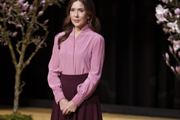 Denmark's Queen Mary presents the Ministry of Education and Research's EliteForsk prizes 2025 at the Black Diamond in Copenhagen, Tuesday, Feb. 25, 2025. (Liselotte Sabroe/Ritzau Scanpix via AP)