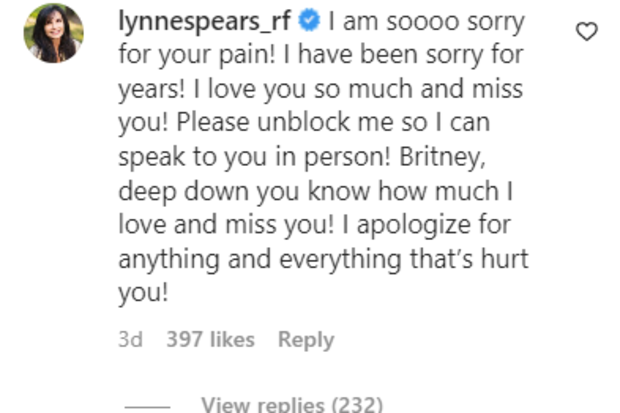 Lynne Spears begs daughter Britney Spears to "unblock" her after singer shares an emotional post on Instagram. September 5, 2022.