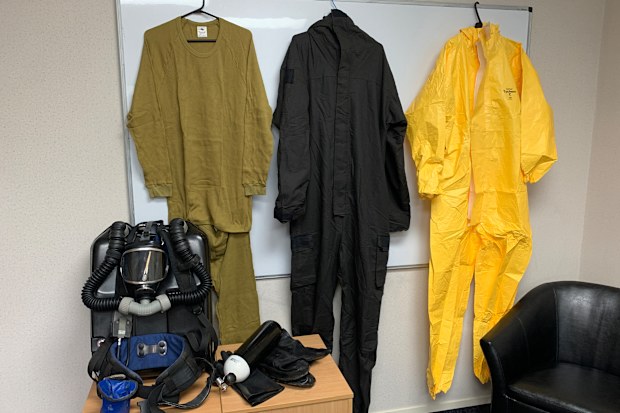 The protective gear worn during the recovery operation on Friday.