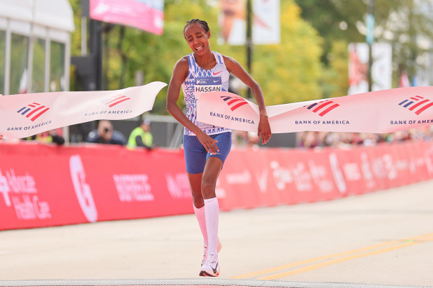 Sifan Hassan of the Netherlands takes victory in the Chicago Marathon.