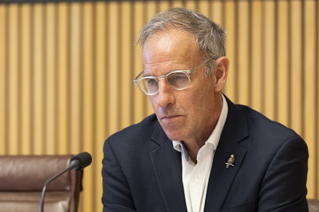 Senator Nick McKim during a hearing at Parliament House in Canberra.