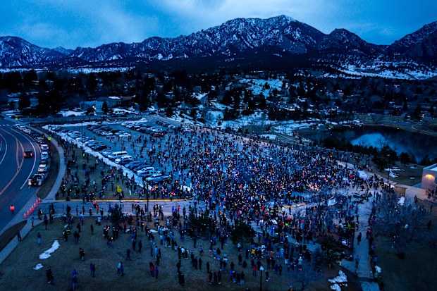 An aerial view from a drone underlines how police are able to monitor and surveil large crowds. 