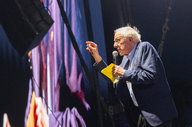 Bernie Sanders speaks onstage at the Outdoor Theatre on April 12, 2025 in Indio, California. 