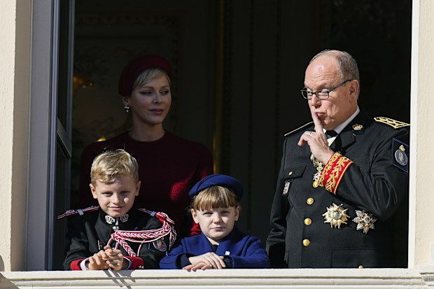 princess charlene and prince albert of monaco for national day appearance with children