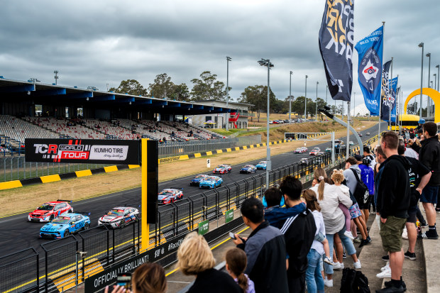 The start of the second TCR World Tour and TCR Australia Series race at Sydney Motorsport Park.