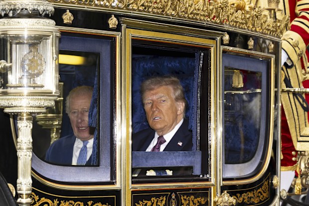 King Charles III, left, and US President Donald Trump