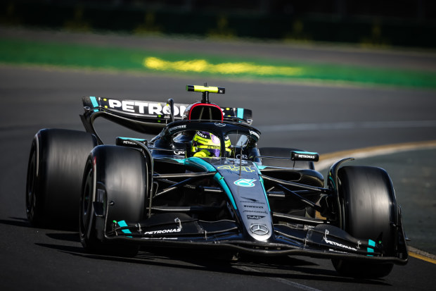 Lewis Hamilton of Great Britain drives the Mercedes W15 during the 2024 Australian Grand Prix.