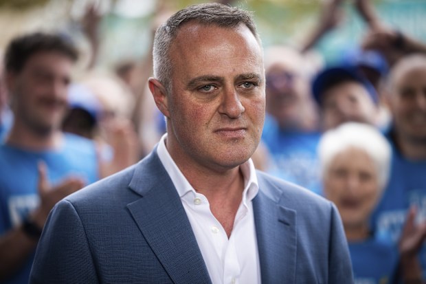 Tim Wilson, Liberal candidate for Goldstein, at a press conference in Brighton, Victoria.