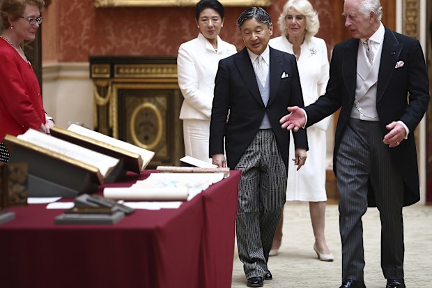 King Charles III, Japan's Emperor Naruhito, Queen Camilla and Japan's Empress Masako
