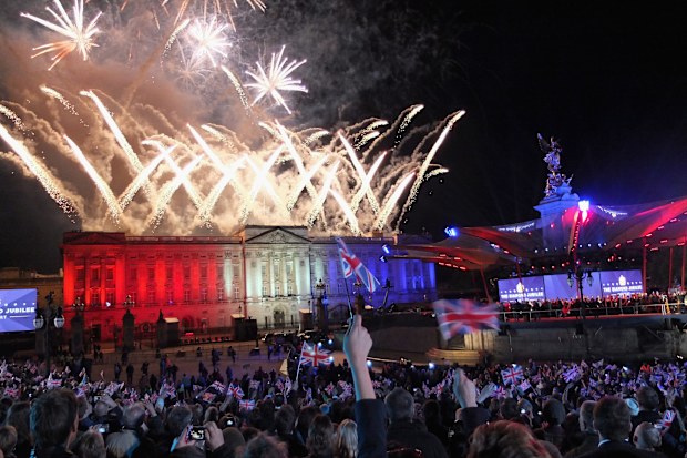Fireworks illuminate the Buckingham Palace during the Diamond Jubilee concert at Buckingham Palace on June 4, 2012 in London, England. For only the second time in its history the UK celebrates the Diamond Jubilee of a monarch