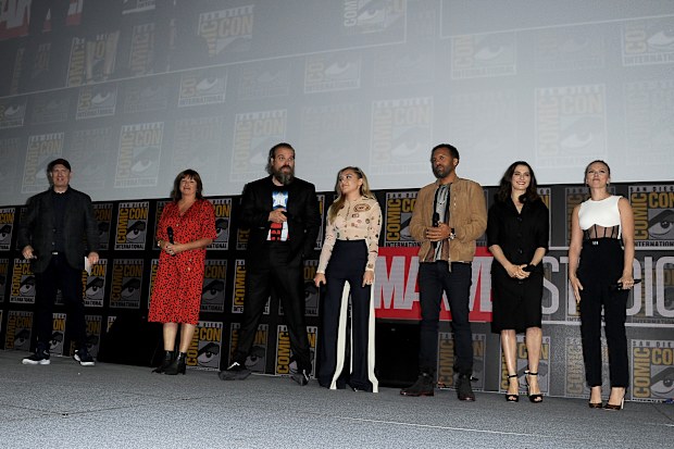 Kevin Feige, Cate Shortland, David Harbour, Florence Pugh, O. T. Fagbenle, Rachel Weisz, Scarlett Johansson, Black Widow