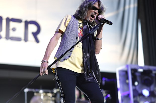 NASHVILLE, TENNESSEE - JULY 12: Kelly Hansen of Foreigner performs at Ascend Amphitheater on July 12, 2024 in Nashville, Tennessee. (Photo by Jason Kempin/Getty Images)