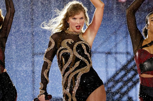 Taylor Swift performs onstage during The Eras Tour at Hard Rock Stadium on October 18, 2024 in Miami Gardens, Florida. 